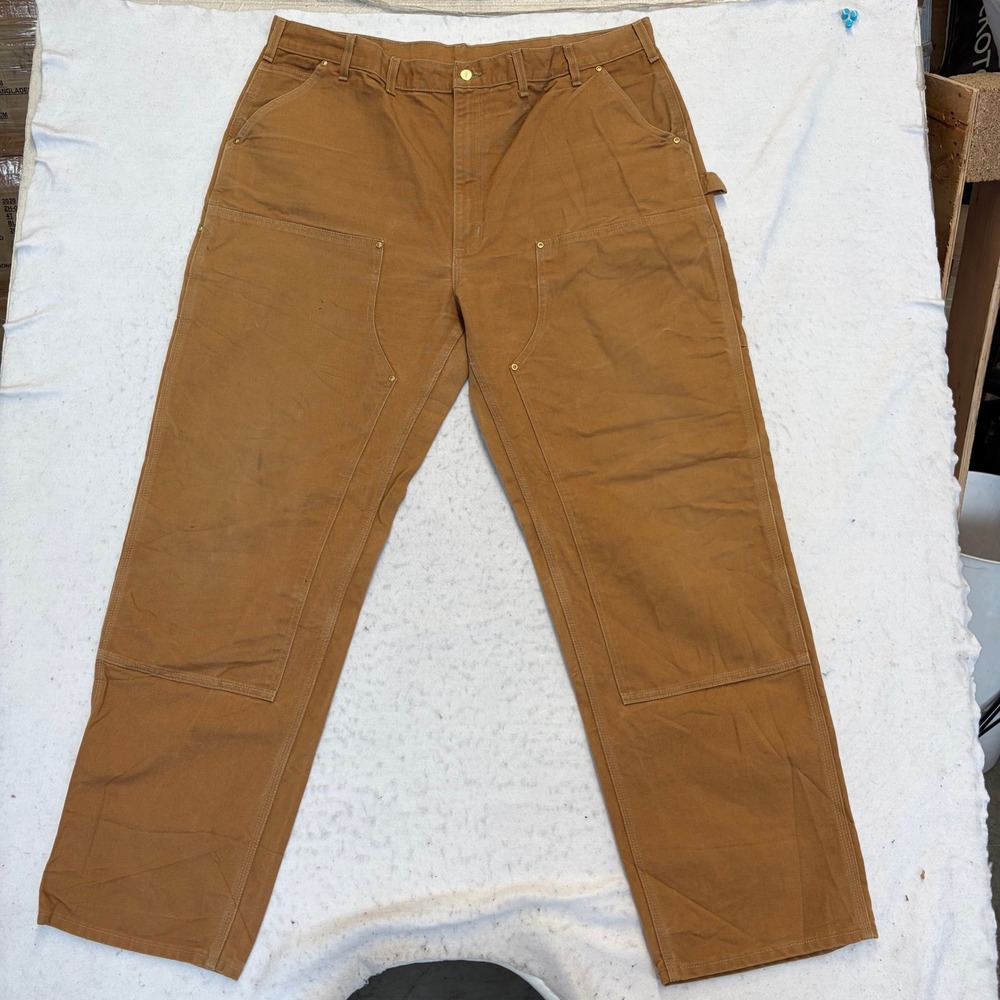 Carhartt Double Knee Pants Mens 44x34 Brown Loose Fit B01 BRN Made in USA